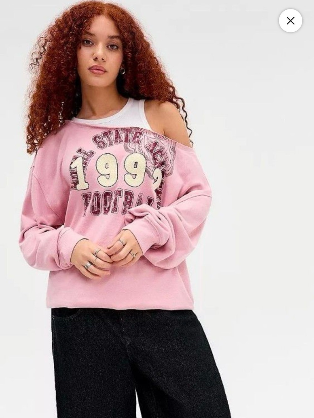 Urban Outfitters - BDG Off-The-Shoulder "1992 Football" Sweatshirt